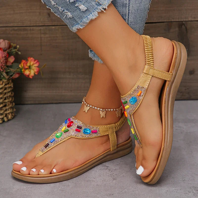 CAMINA Fashion Rhinestone Flat Sandals