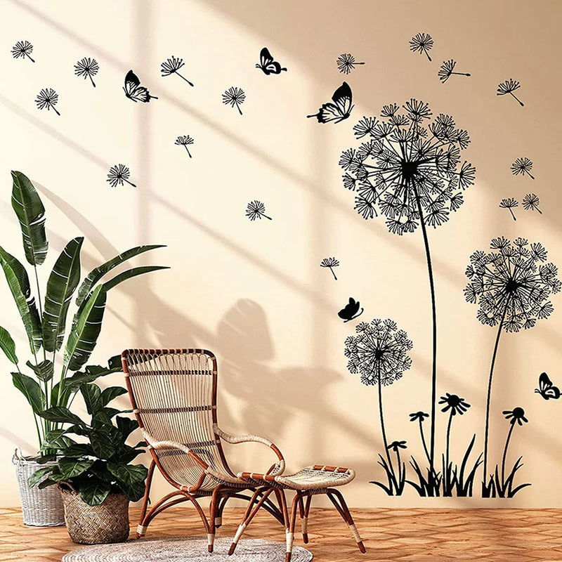 Black Dandelion Sitting Room Bedroom Wall Stickers