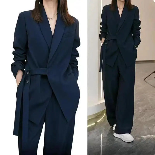 Elegant Loose Blazers Wide Leg Pants Two Piece