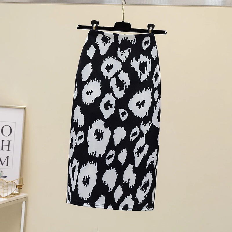 Vintage Flower Print Bodycon Pencil Skirt