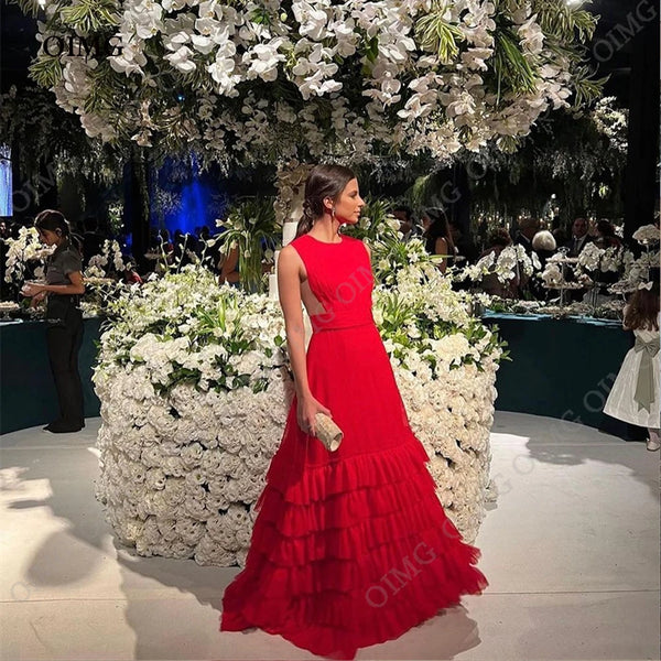 Exquisite A-Line Sleeveless Tiered O Neck Dress