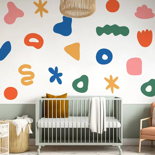 Creative Multicolored Shape Wall Stickers for Kids Room