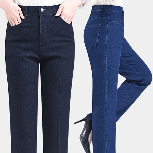 Straight Casual High Waist Classic Denim Pants