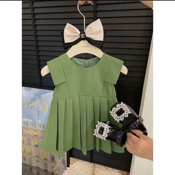 Pleated Skirt Mother Daughter Sleeveless Dress 0-7Y