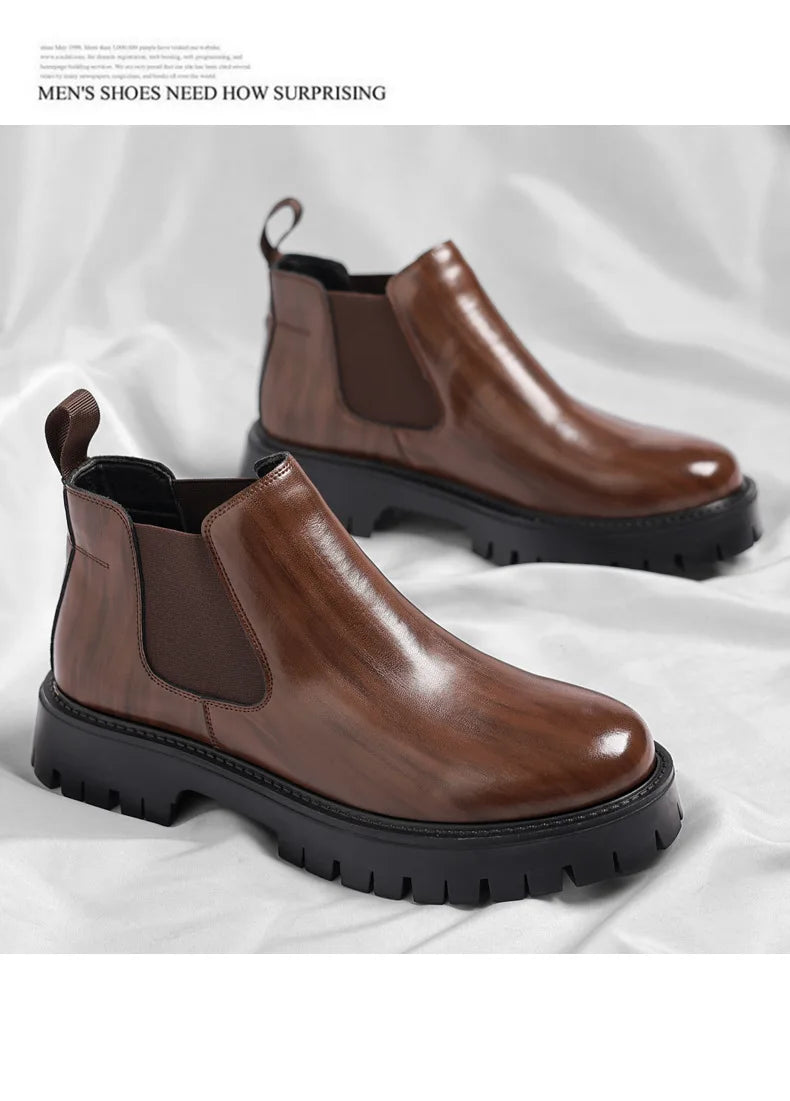 Classic Retro Chelsea Leather Ankle Boots