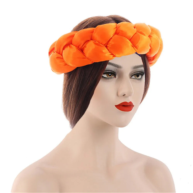 Exaggerated Satin Braid Headband for Women