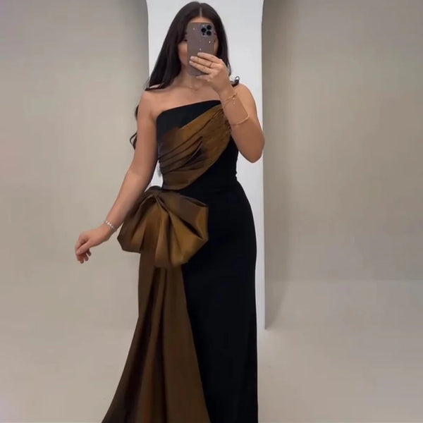 CAMINA Neck Ruched Sleeveless Mermaid Dress