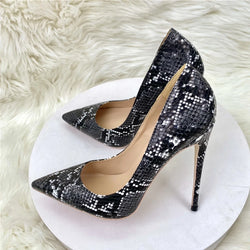 Black Snakeskin Pointy Toe High Heel