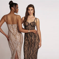 Spaghetti Strap Lace Square Neck Cocktail Dress