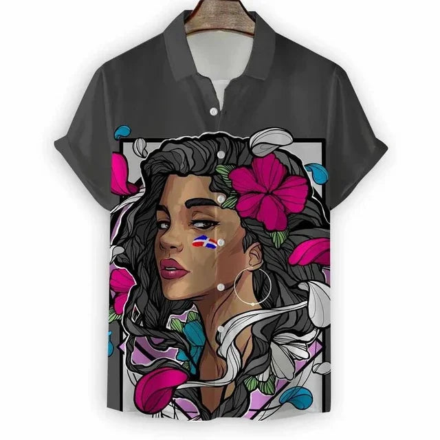 Beach Modern Button Lapel Streetwear Men's Short Sleeve Shirt