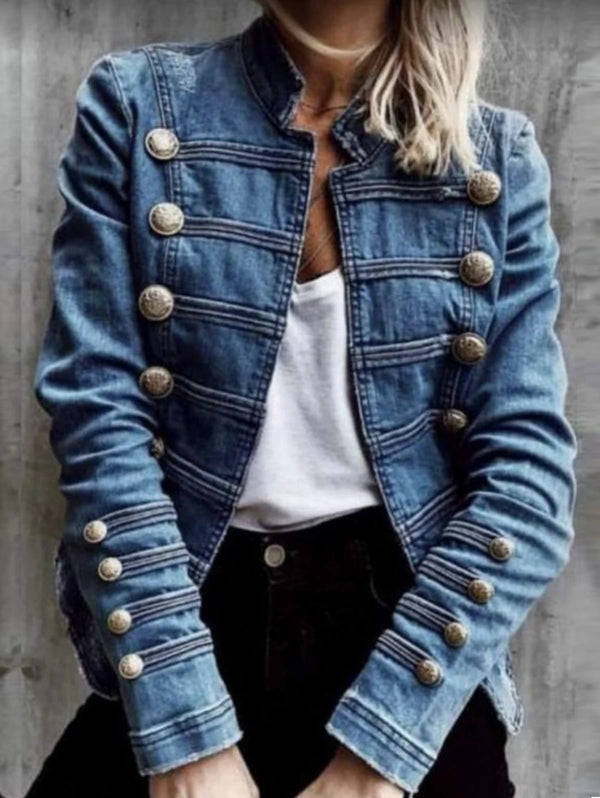 Vintage Denim Slim Fit Top Double-Breasted Jackets