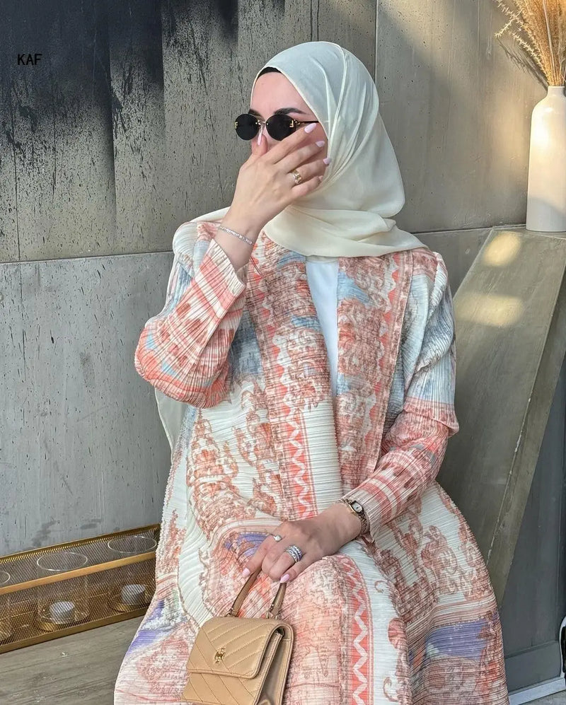 Retro Printed Long Sleeved Abaya