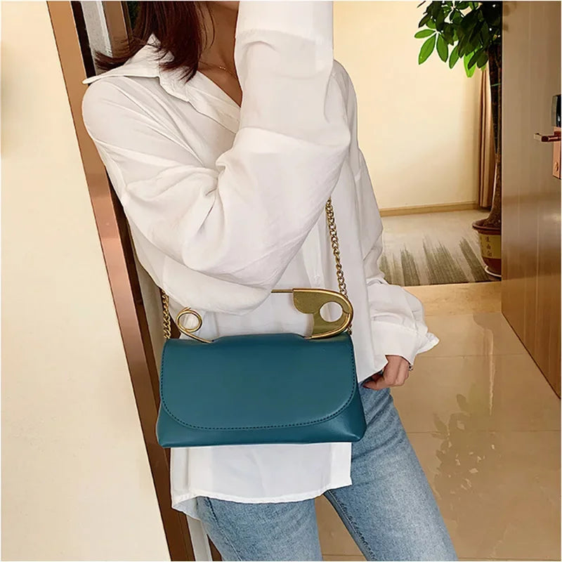 CAMINA Leather Chains flap Shoulder Bag