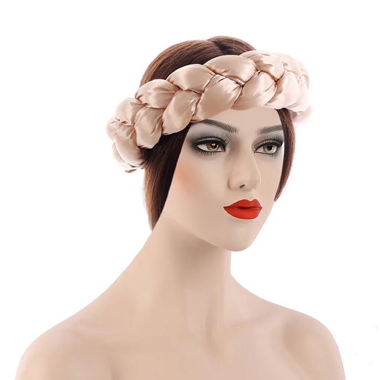 Exaggerated Satin Braid Headband for Women