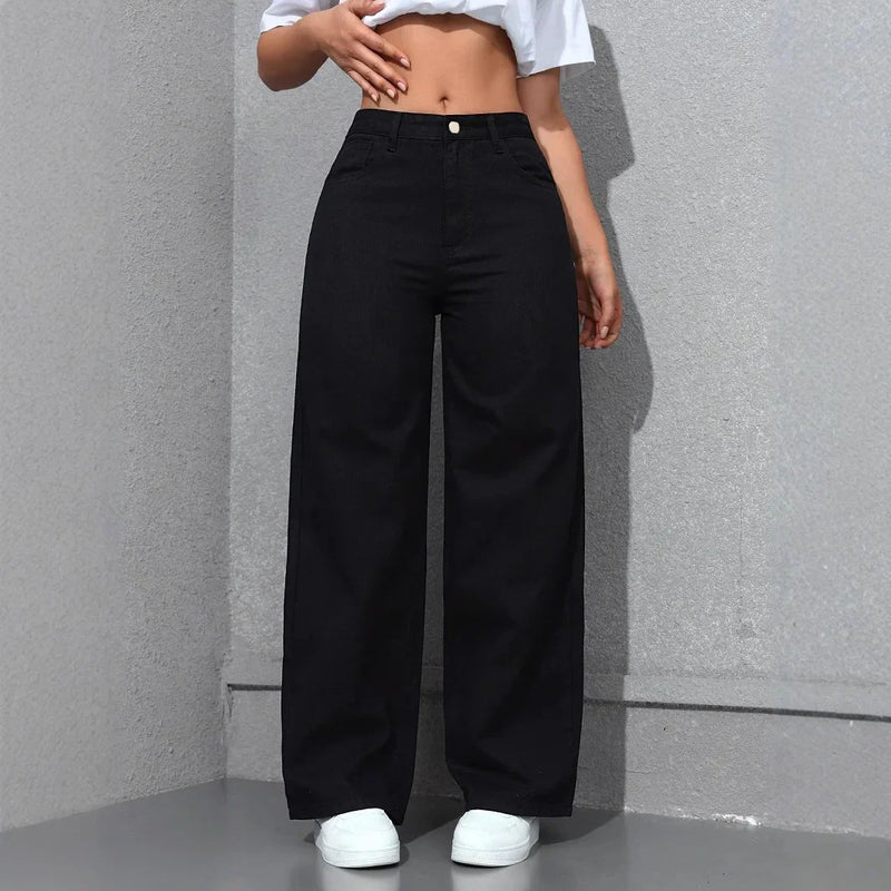 Wide Leg Pants Denims High Waist Washed
