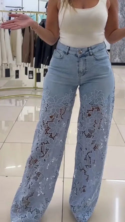 Baggy Zipper Pocket Button Straight Leg Trousers