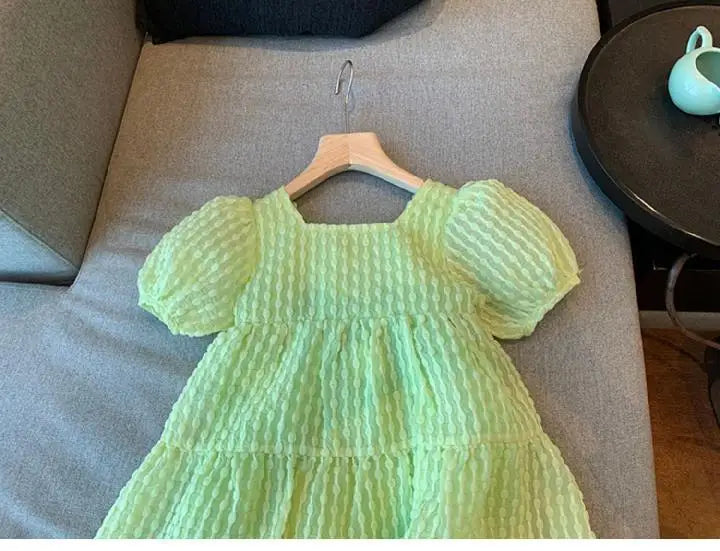 Short Sleeve Open Back Bow Princess Dress