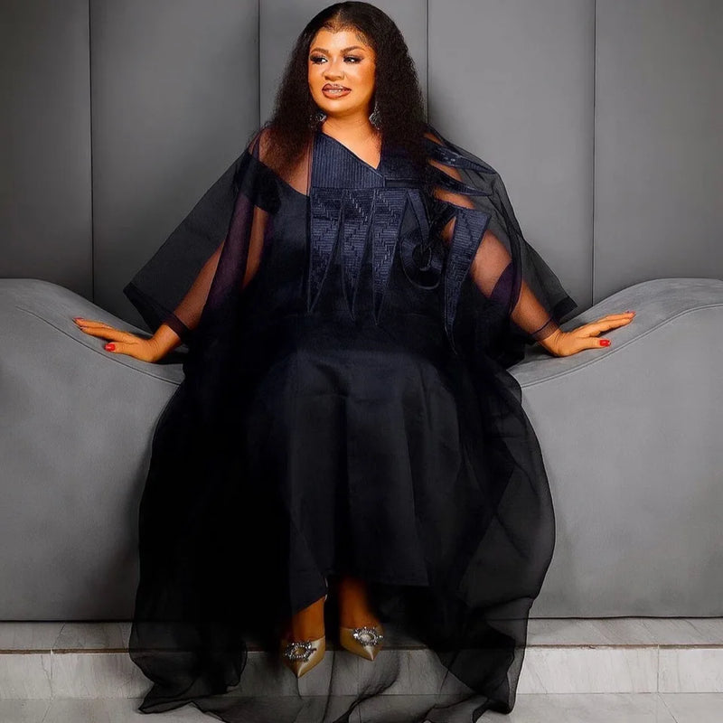 Black Abaya Embroidery With Scarf