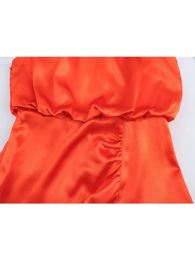 Elegant Pleated Summer O-neck Sleeveless Slim Dress