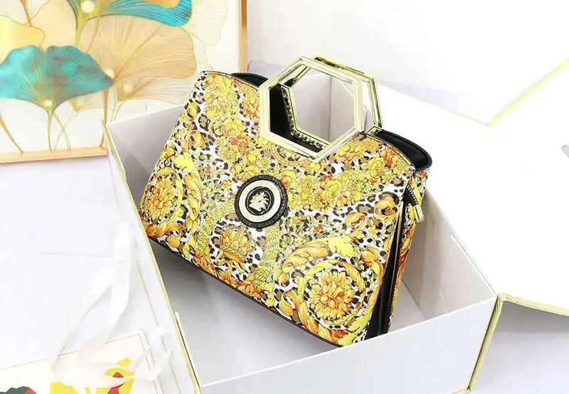 Elegant Printed Top Handle Bag