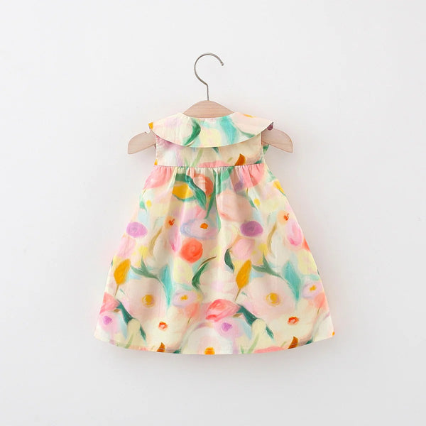 Summer Sweet large flower doll collar sleeveless cotton dress