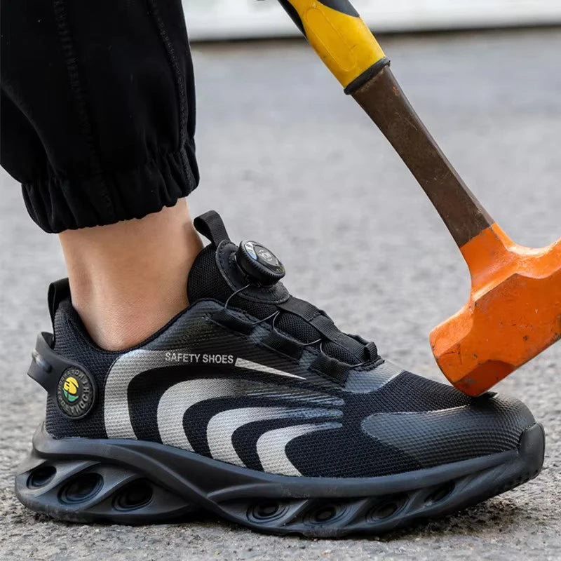 Rotary Buckle Work Sneakers Protective Lightweight Safety Shoes