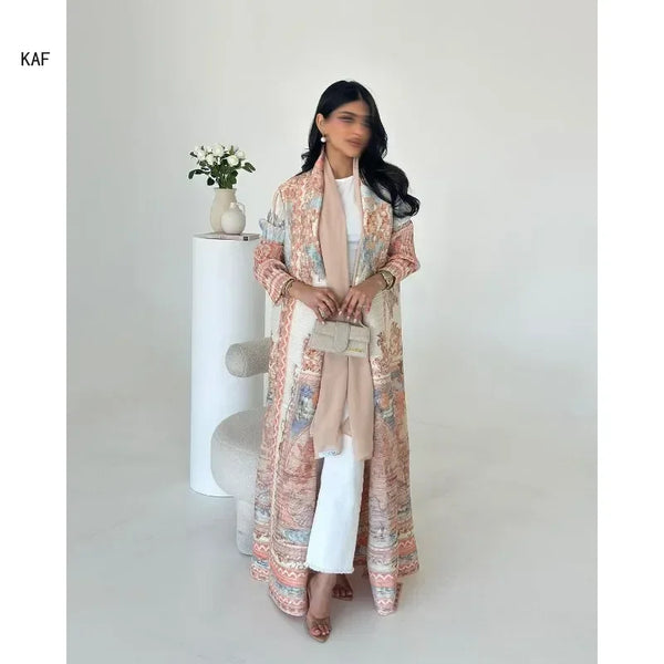 Retro Printed Long Sleeved Abaya