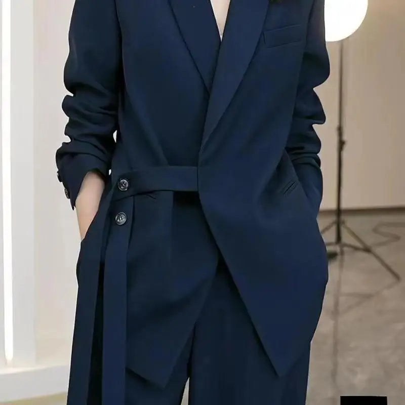 Elegant Loose Blazers Wide Leg Pants Two Piece