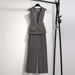 Elegant Style Chic Drape Patchwork Straight High Waist Jumpsuits
