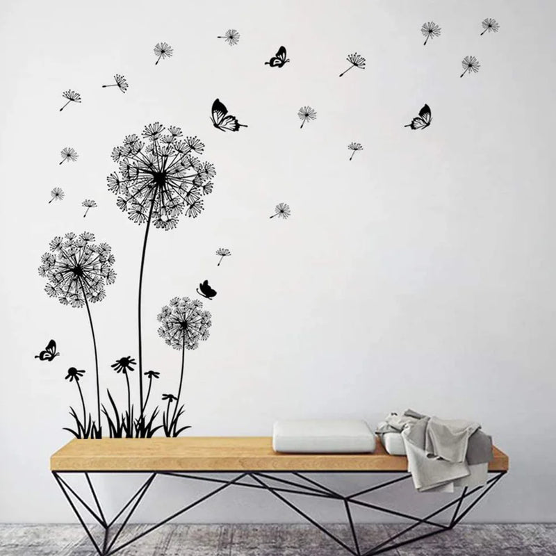 Black Dandelion Sitting Room Bedroom Wall Stickers