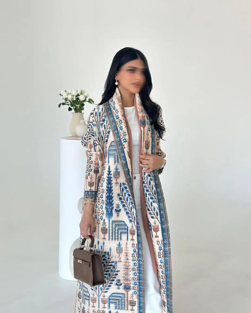 Retro Printed Long Sleeved Abaya