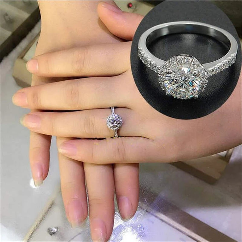 14 K White Gold Round 925 Jewelry Wedding Ring