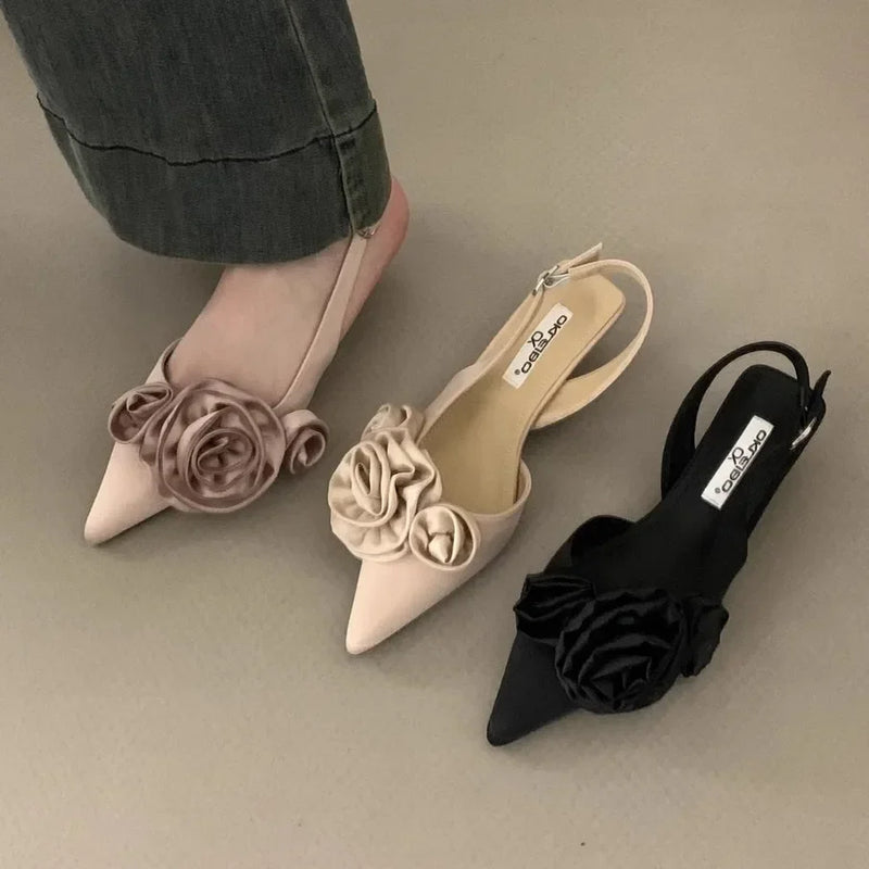 Elegant Sandals High Heeled Sweet Rose