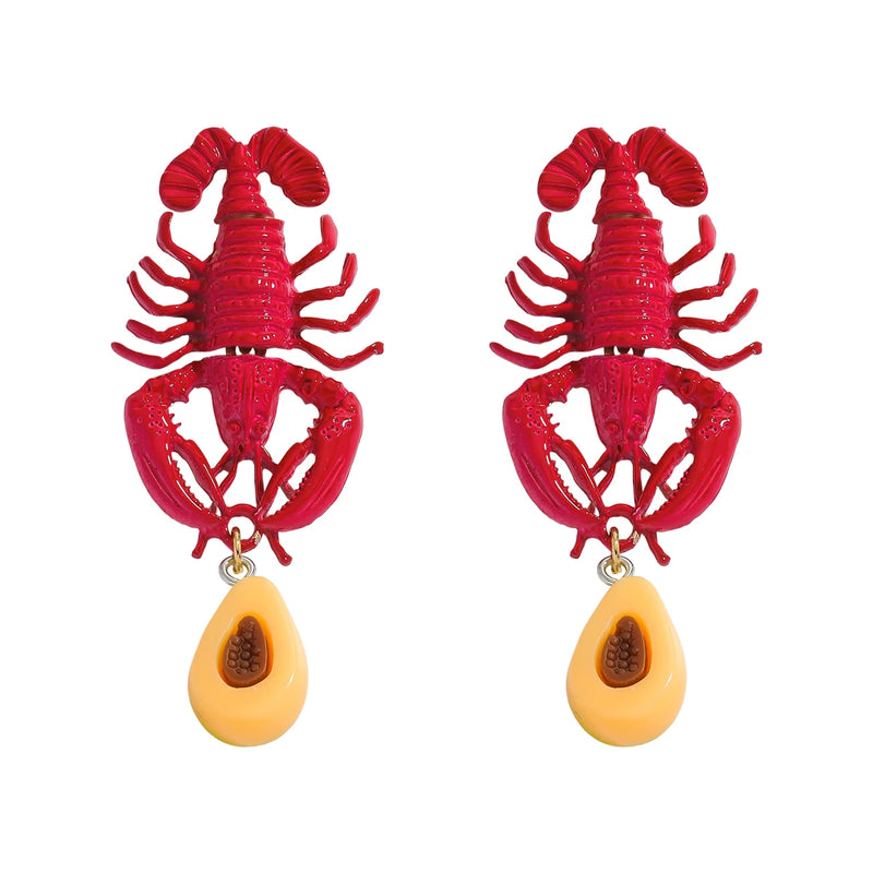 Enamel Crab Drop Earrings