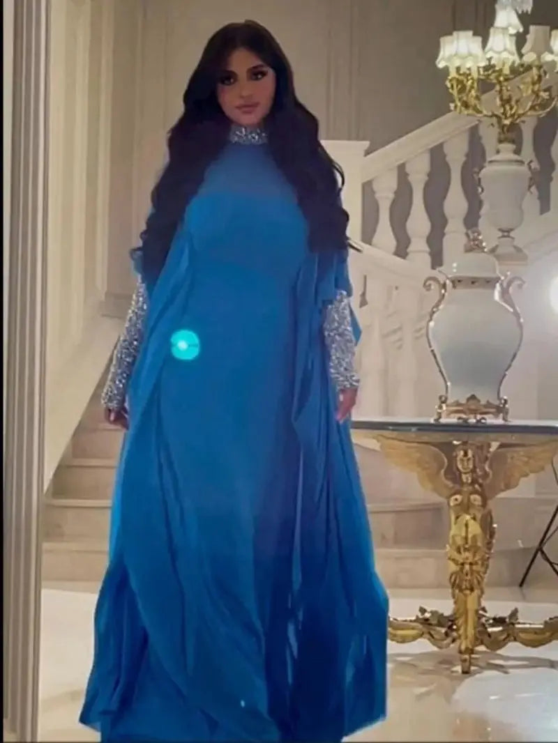 Chiffon  Ponchos Beads Abaya 2pcs