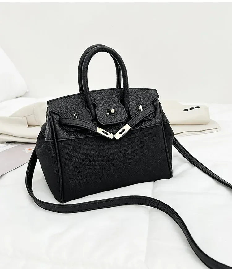 Vintage Lock Zipper Shoulder Purse Lightweight Handbag‌