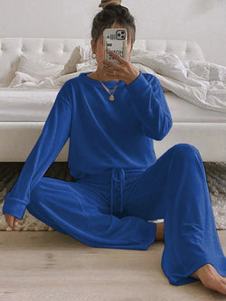 Round Neck Knit Sweater Long Sleeve Casual Suit