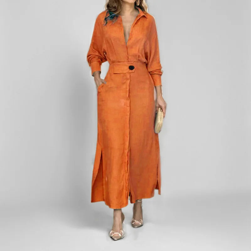 Boho Sexy V-neck Flare Long Sleeve Maxi Dress