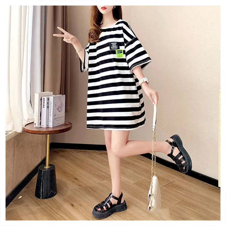 Street Casual Bow Patchwork T Shirt Dress