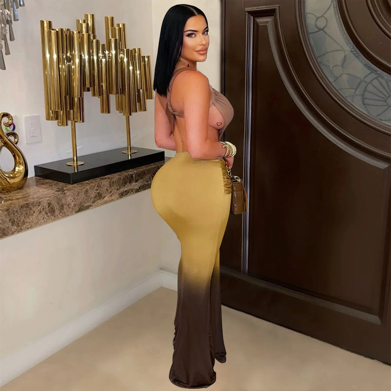 Draped Front One Shoulder Cutout Waist Bodycon Long Dress