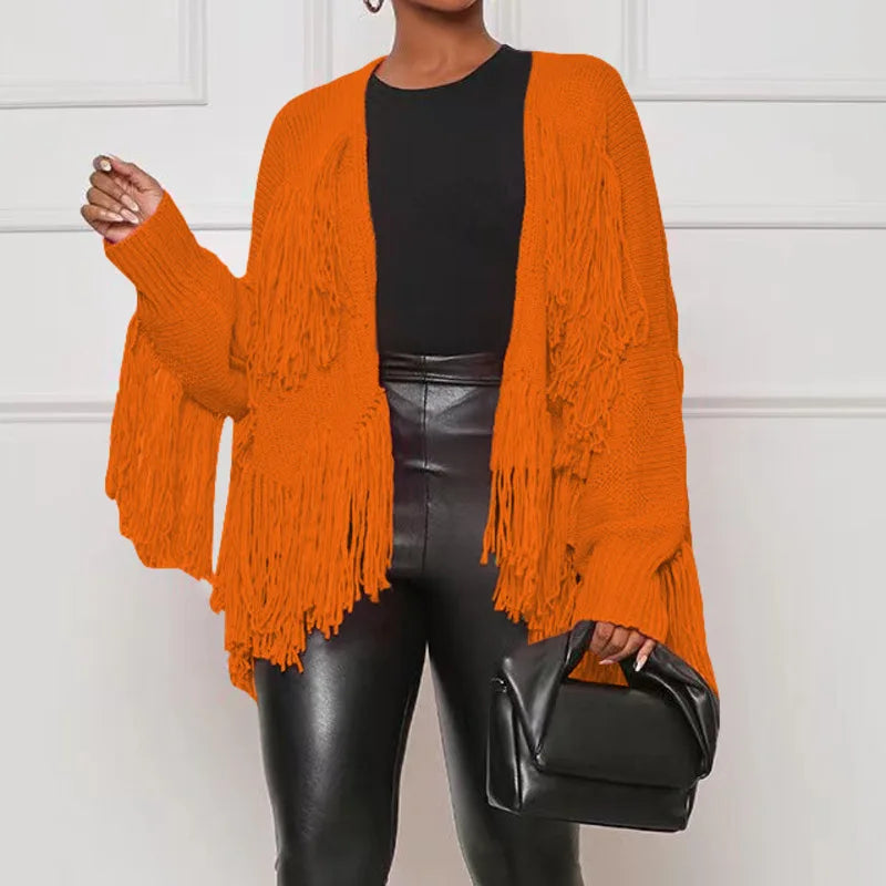Casual Knitted Cardigan Tassel Sweater