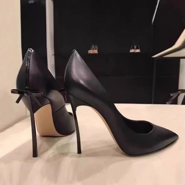 pointed shallow leather satin High Heels