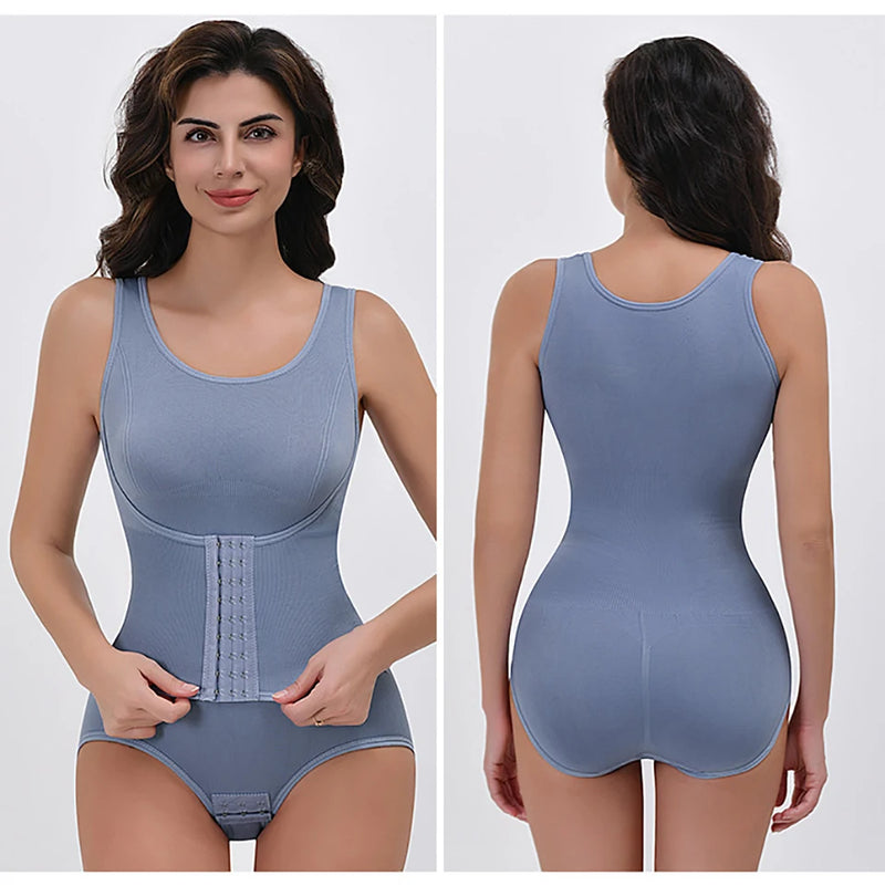 Bodysuit Shapewear With Zipper Belt Tummy Control