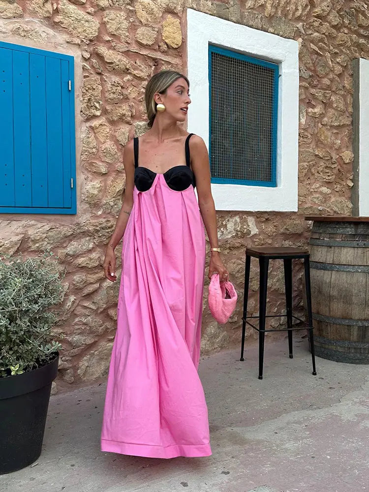 Backless Lace Up Spaghetti Strap Maxi Dress