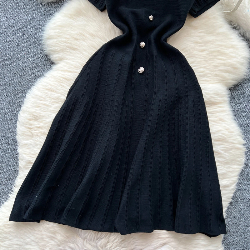Sleeveless Single-Breasted Turn-down Collar Elastic Bodycon Dress