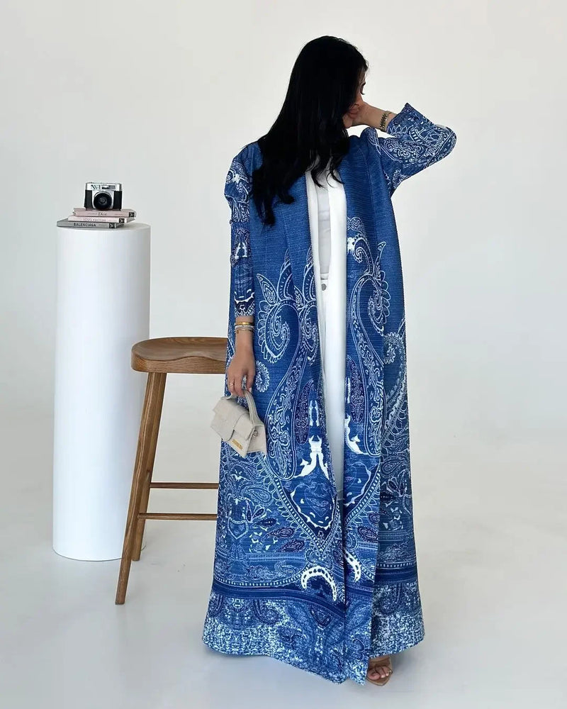 Retro Printed Long Sleeved Abaya