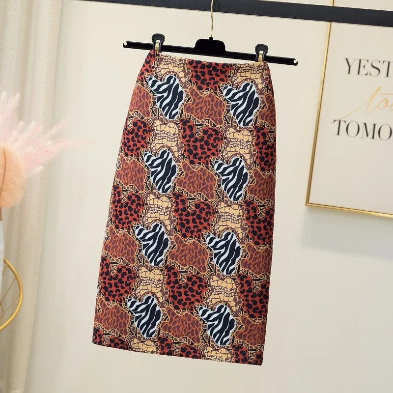 Vintage Flower Print Bodycon Pencil Skirt