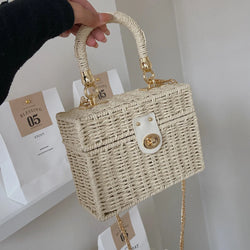 Rattan Straw Shoulder Bag Boho Hand-Woven
