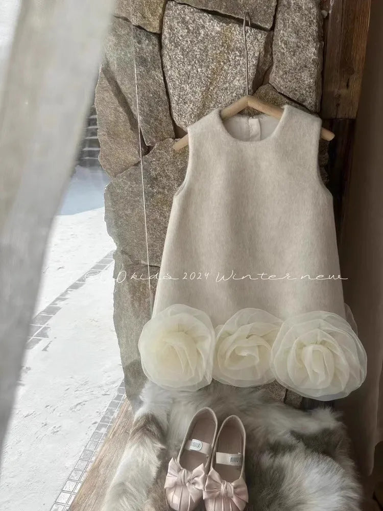 Beautiful Tweed Dress with Big Flower