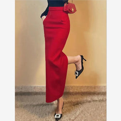 Elegant Slim High Waist Split Skirt Office Lady